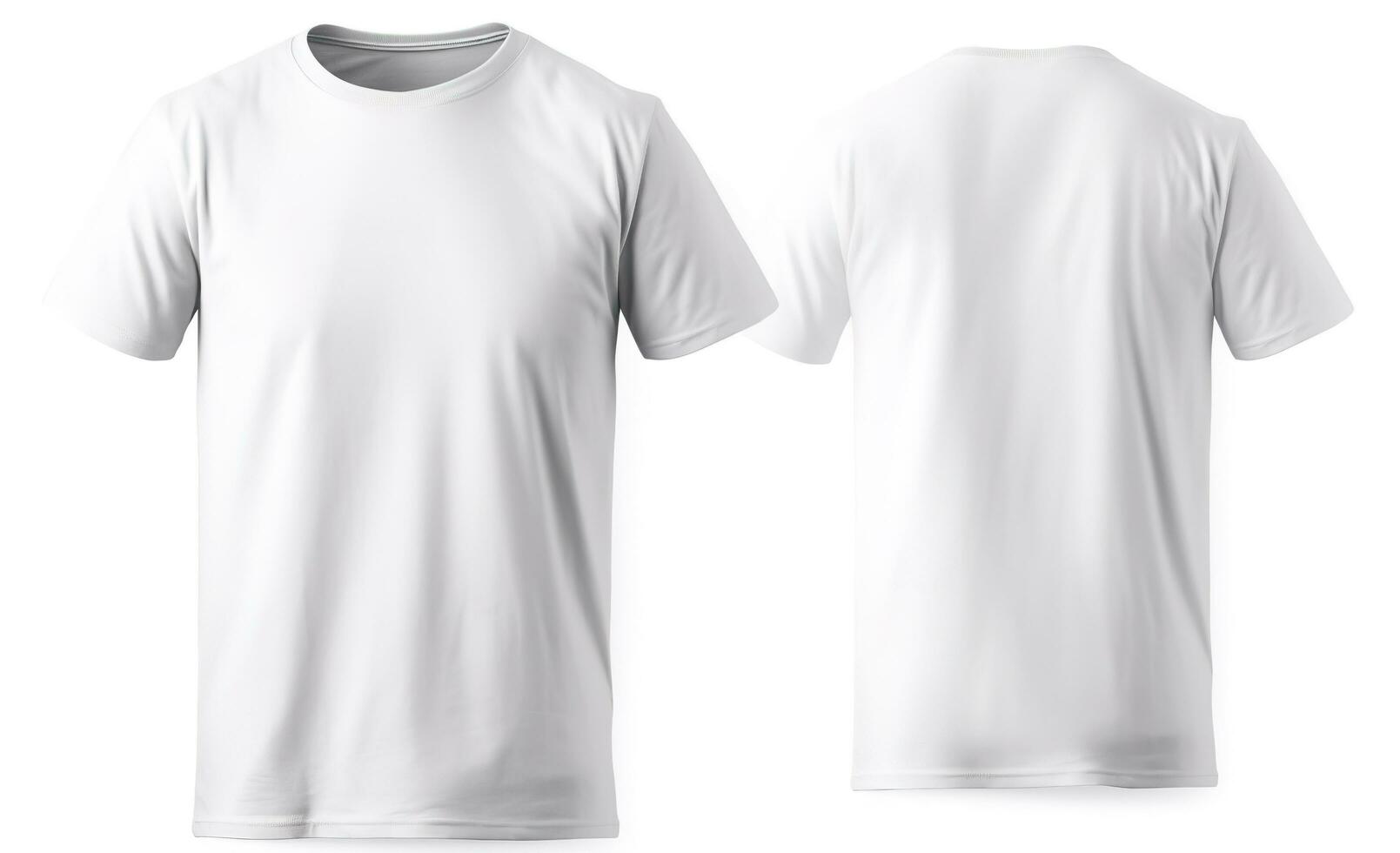 Men's white blank T-shirt, template, from two sides, isolated on white background, generate ai photo