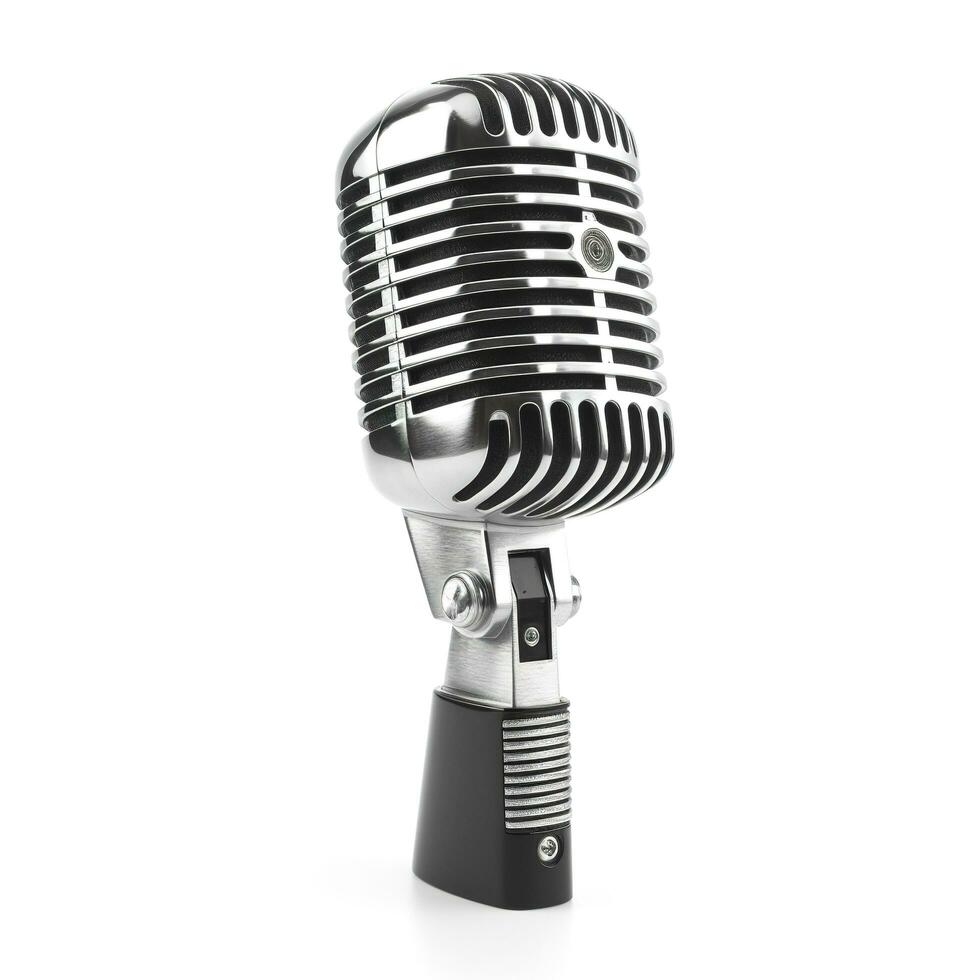 Retro microphone isolated on white background, generate ai photo