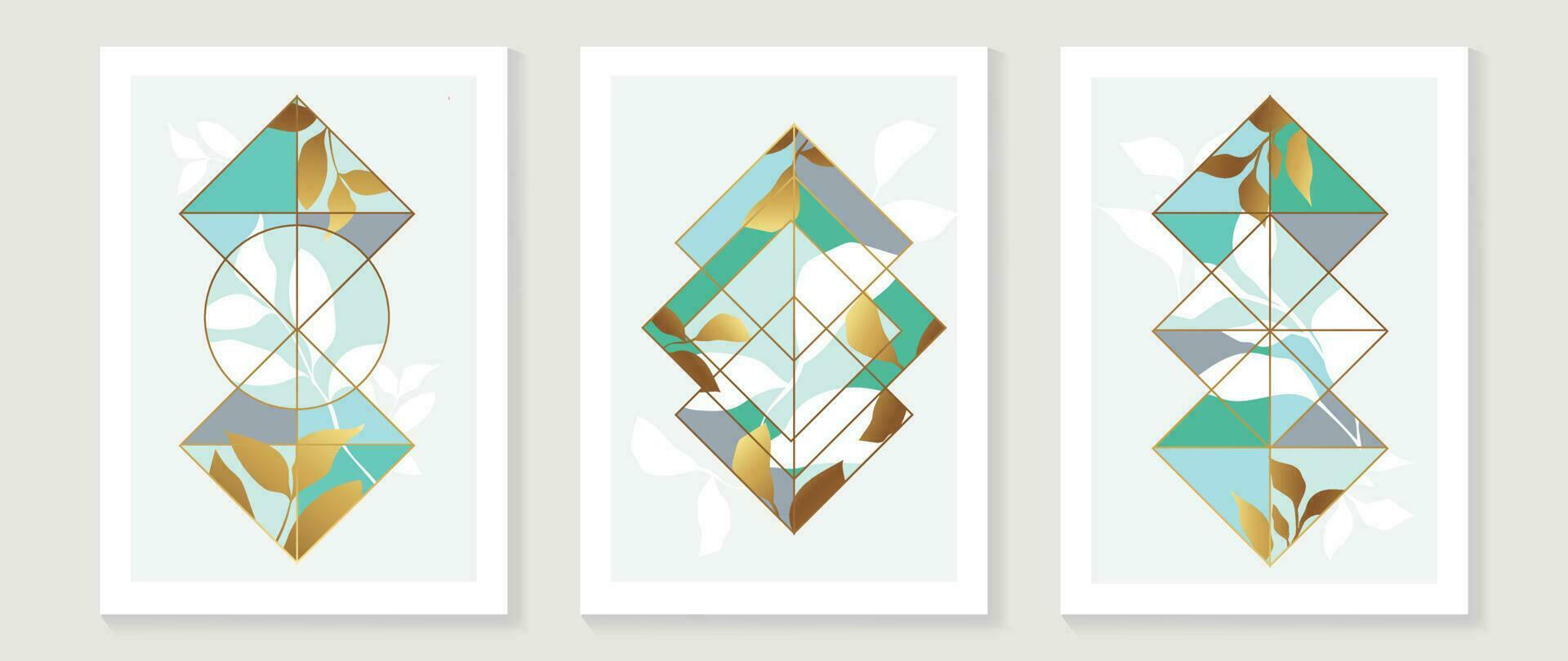 Abstract geometric wall art background vector. Set of modern wall