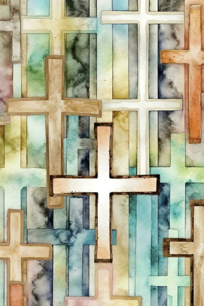 Crucifixion Of Jesus Christ - Cross At Sunset, generate ai photo
