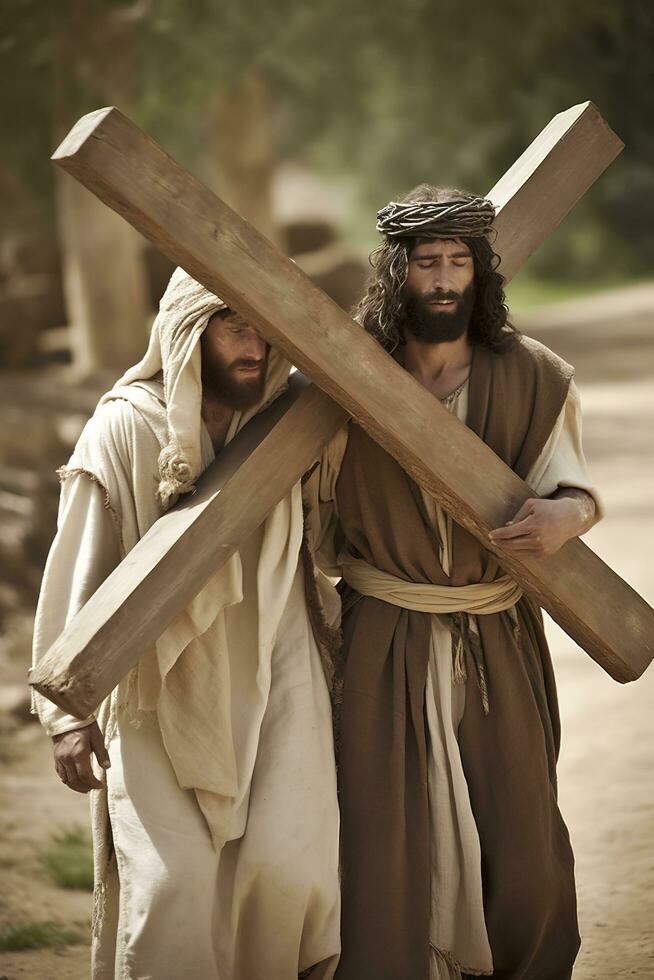 Pascua de Resurrección, crucifixión de Jesús Cristo. ai generativ., generar ai foto