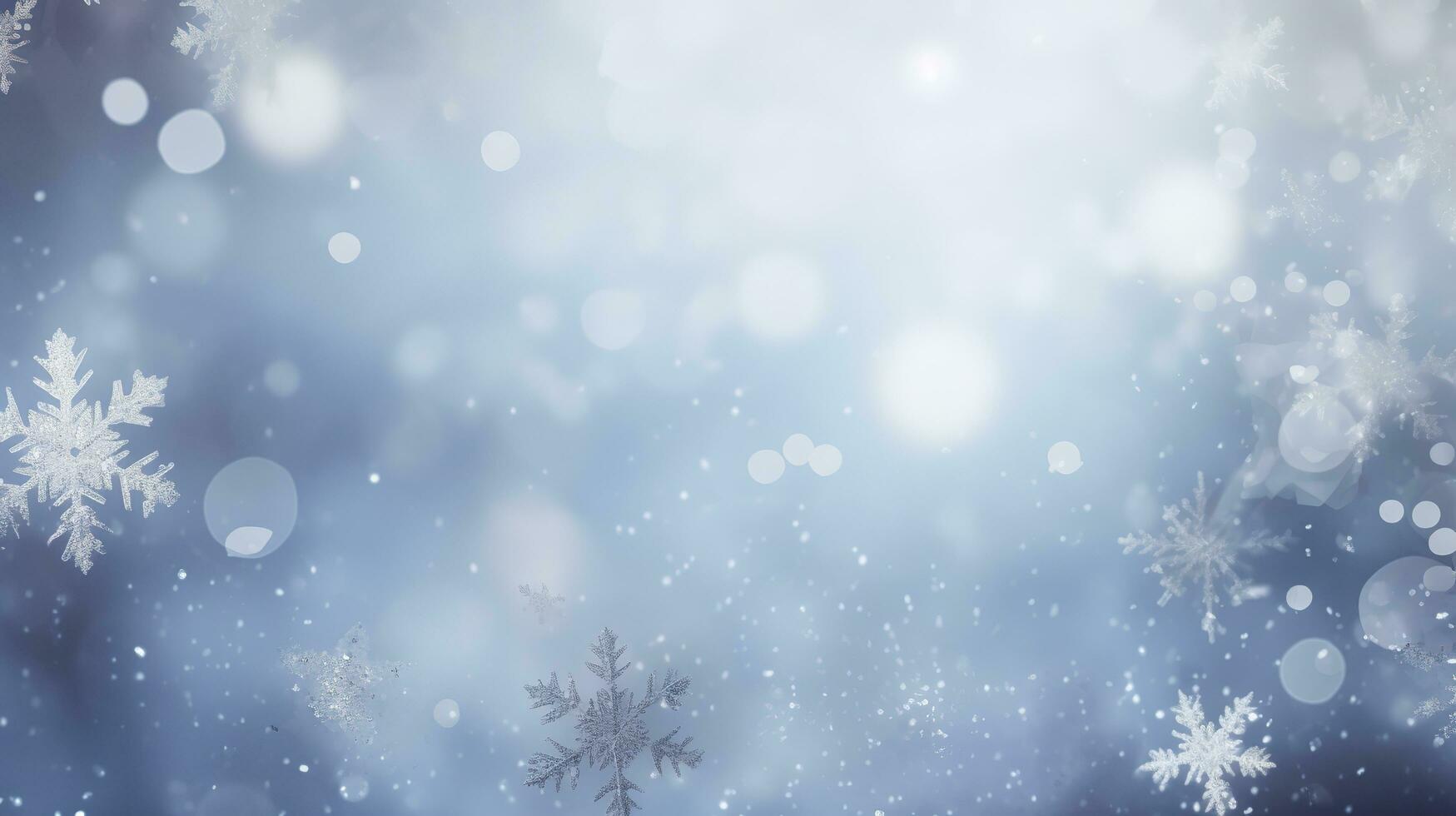 unfocussed winter background with snowflakes, generate ai photo