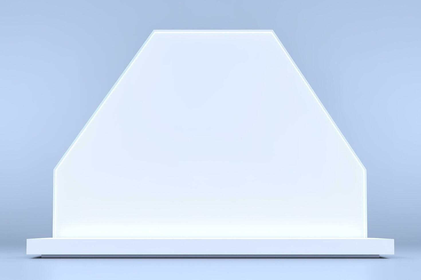Realistic podium display with neon white lights, Product display background with light frame, White prodium product display with light effect, neon lights background, generate ai photo