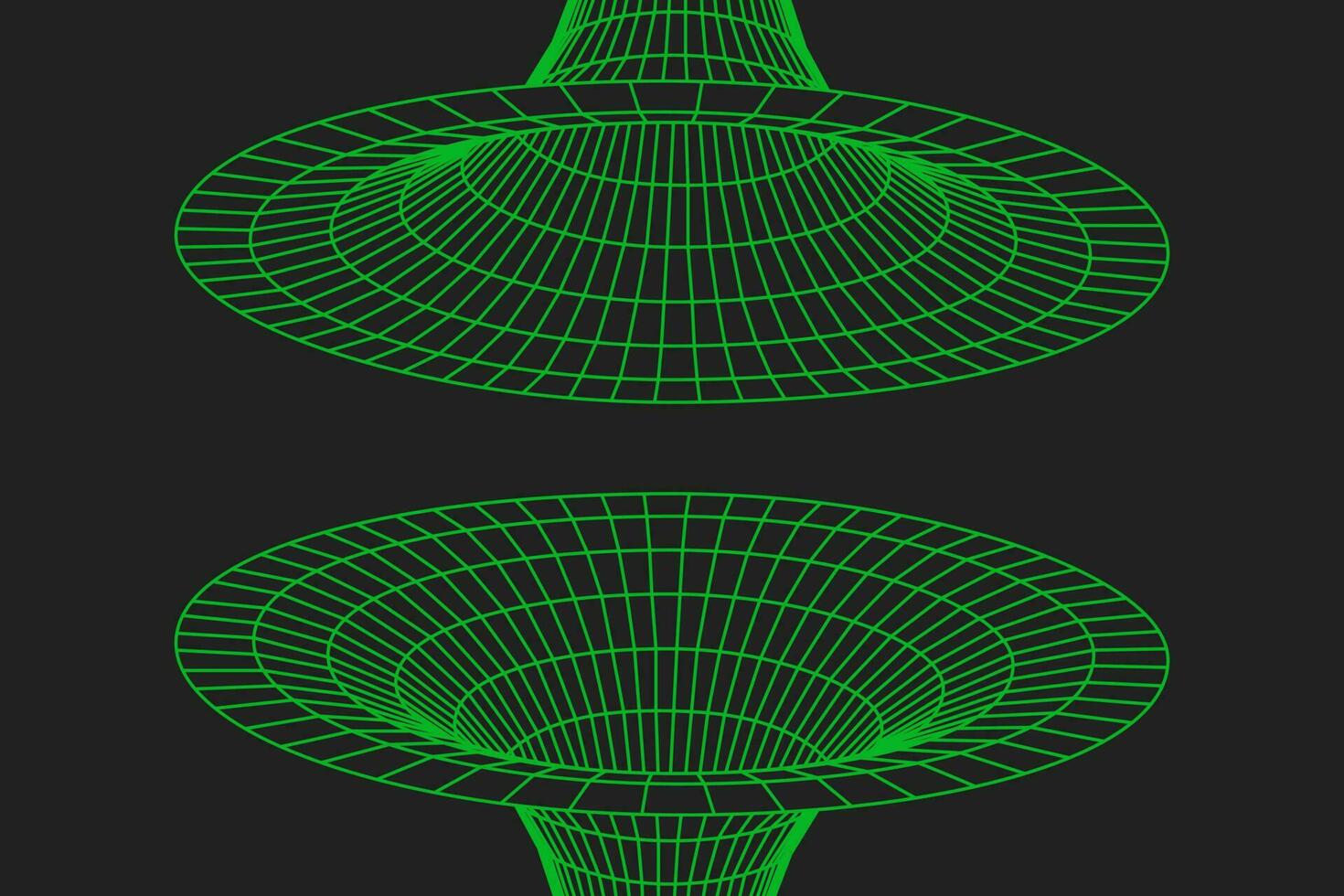 Wormhole geometric grid wireframe tunnel flat style design vector illustration.