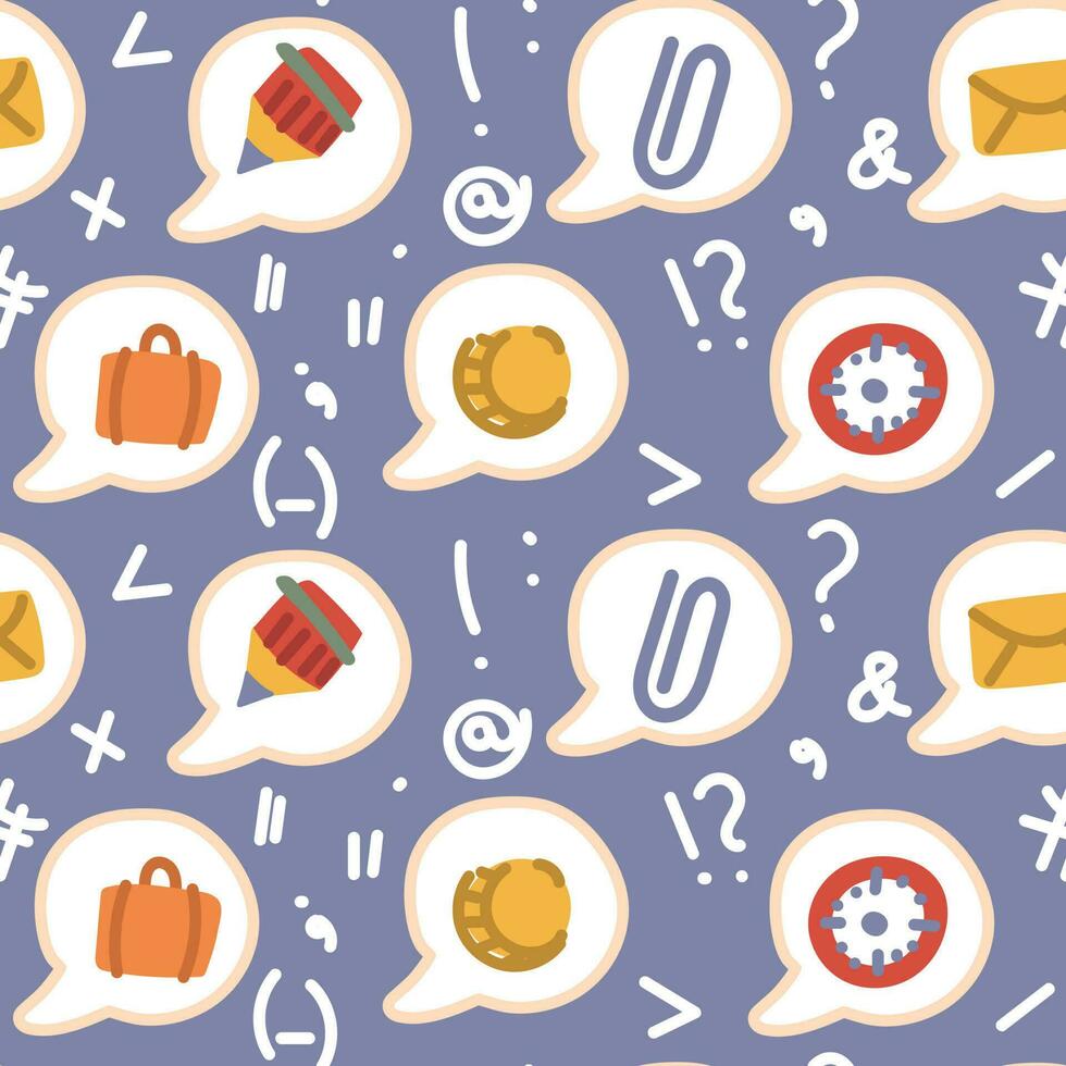 A pattern of stickers for social networks with a flat design in the form of a speech bubble in the theme work. Emoticons for online communication, social networks in the idea of learning elements vector