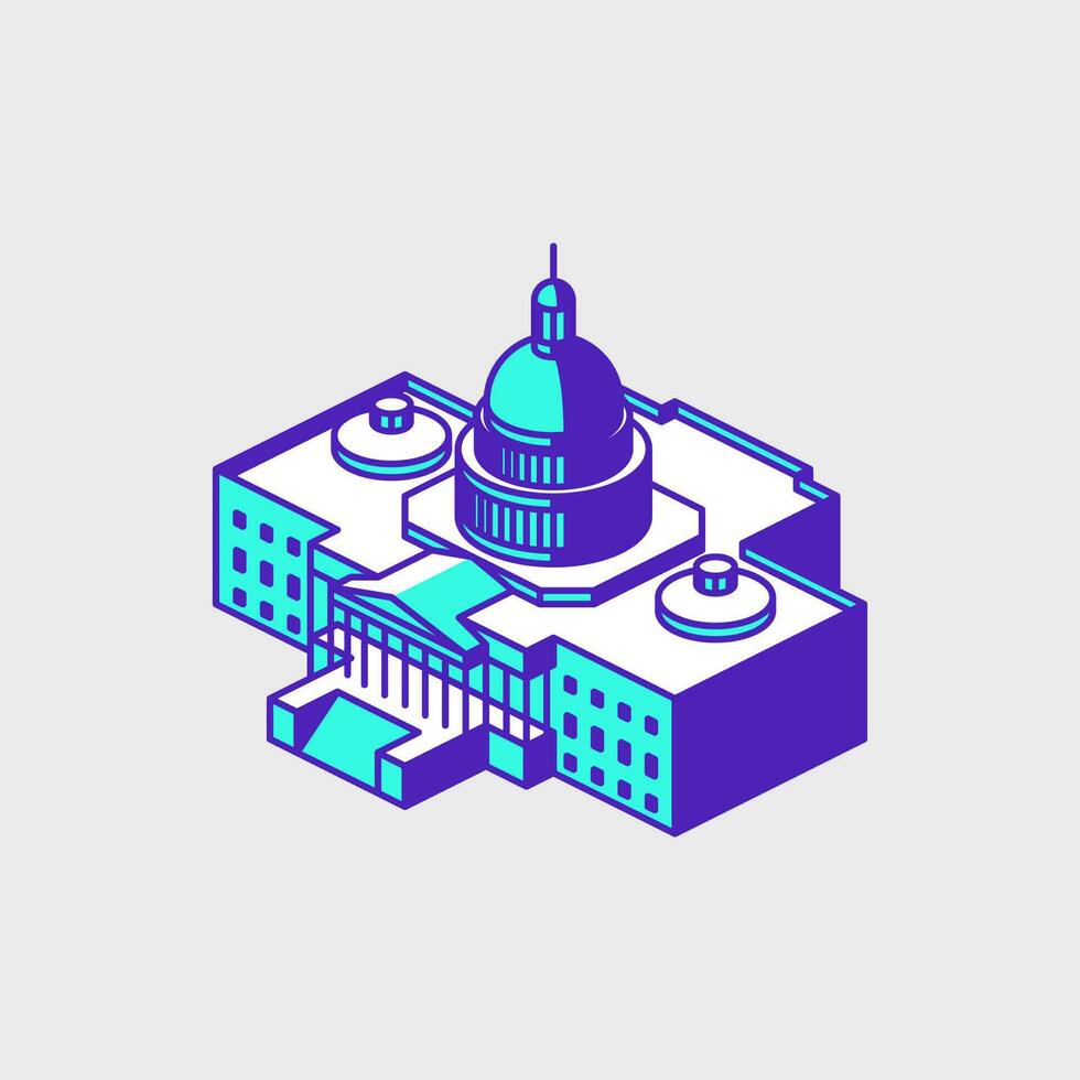 Capitolio edificio isométrica vector icono ilustración