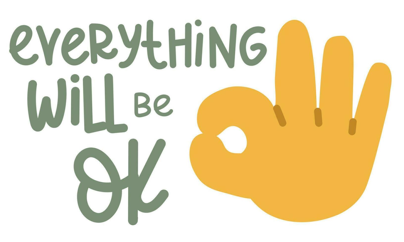 A banner with an illustration of a large cartoon hand that shows a sign of approx. An open hand with the thumb and forefinger joined, the ok sign, everything is fine. Inspiring, supportive banner. OK vector