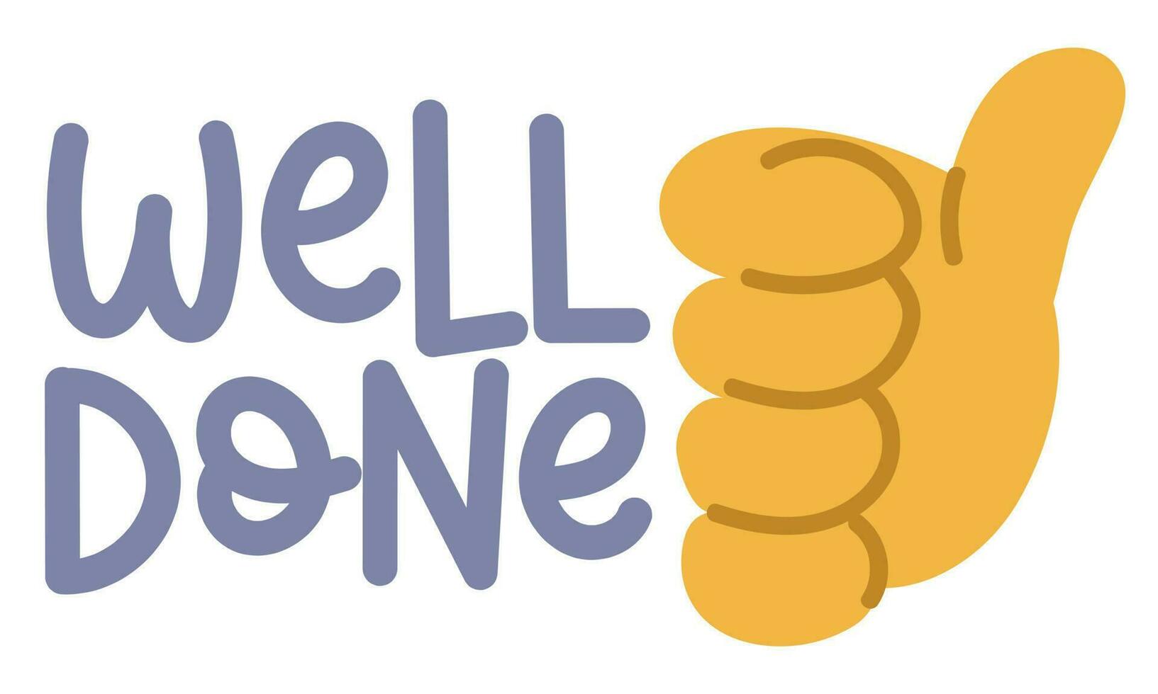 A banner with an illustration of a large cartoon hand, which depicts a cool sign. The hand is clenched into a fist and the thumbs up is a sign of a job well done. Inspiring, supportive banner vector
