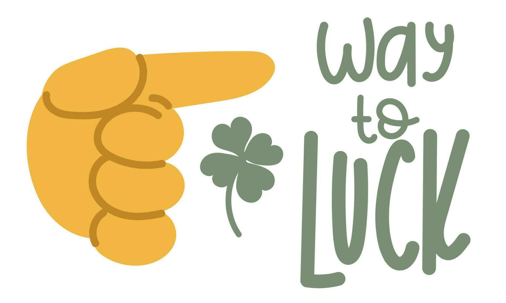 A banner with an illustration of a large cartoon hand, which shows the direction towards luck. The index finger points to the right, the direction. Good luck there. Inspirational banner horizontal vector
