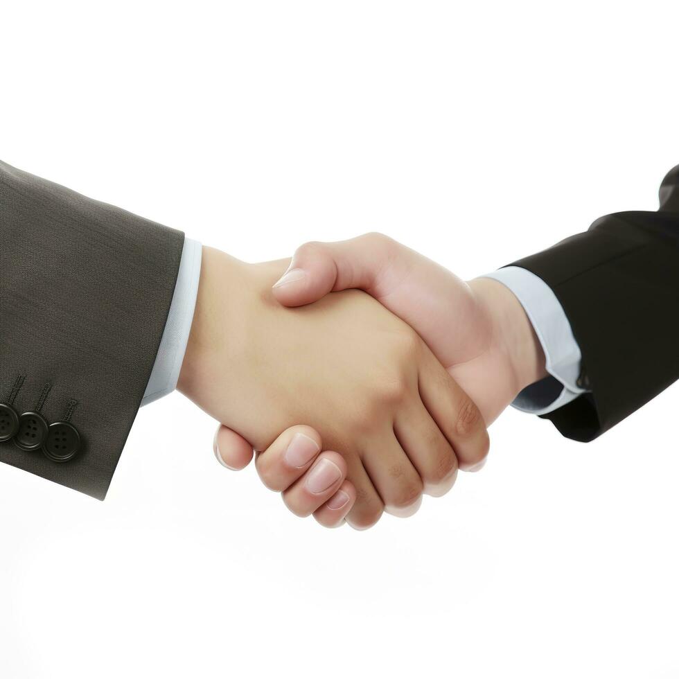 Handshake isolated on white background, generate ai photo