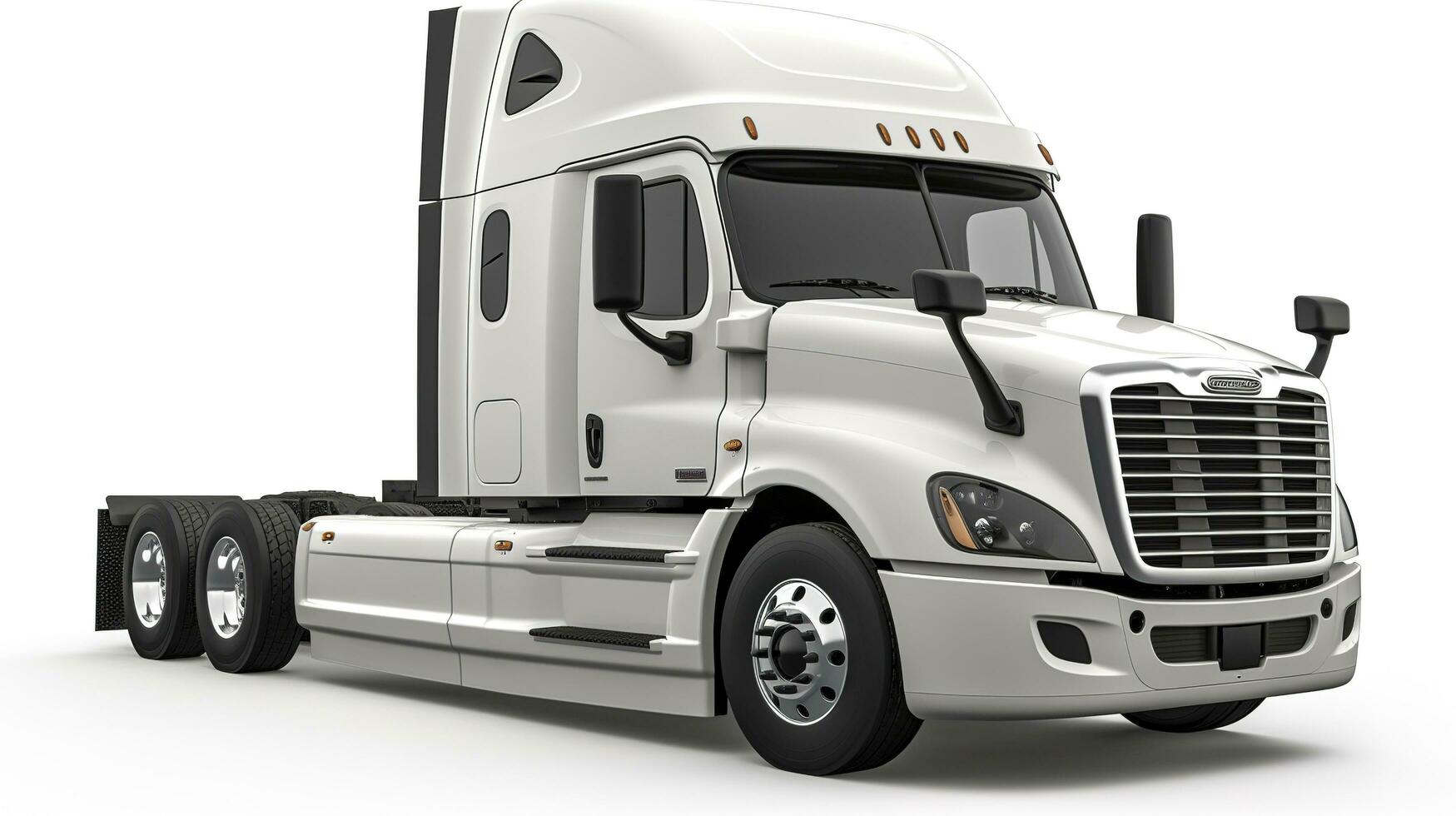 Big truck Freightliner Cascadia with blue cab Isolated on a white background, generate ai photo