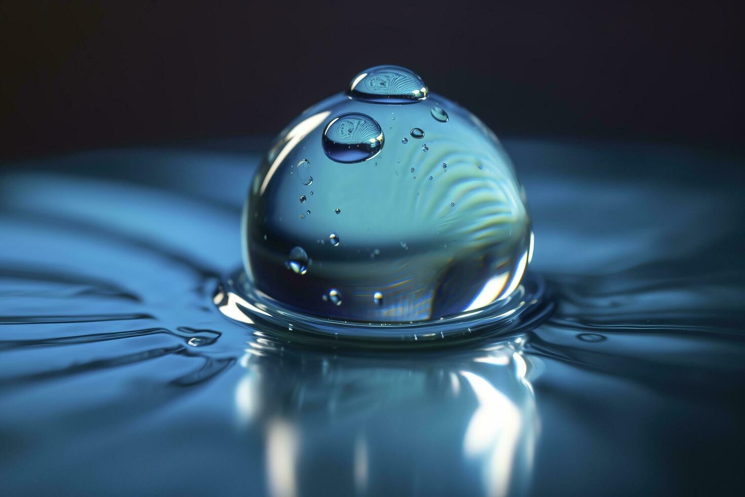 An image of several drops of water on a blue surface, in the style of detailed texture, matte photo, contemporary candy - coated, light azure and sky blue, generate ai photo