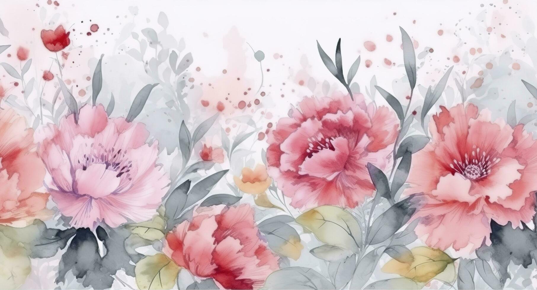 Happy mother's day background vector. Watercolor floral wallpaper design with pink carnation flowers, leaves. Mother's day concept illustration design for cover, banne , generate ai photo