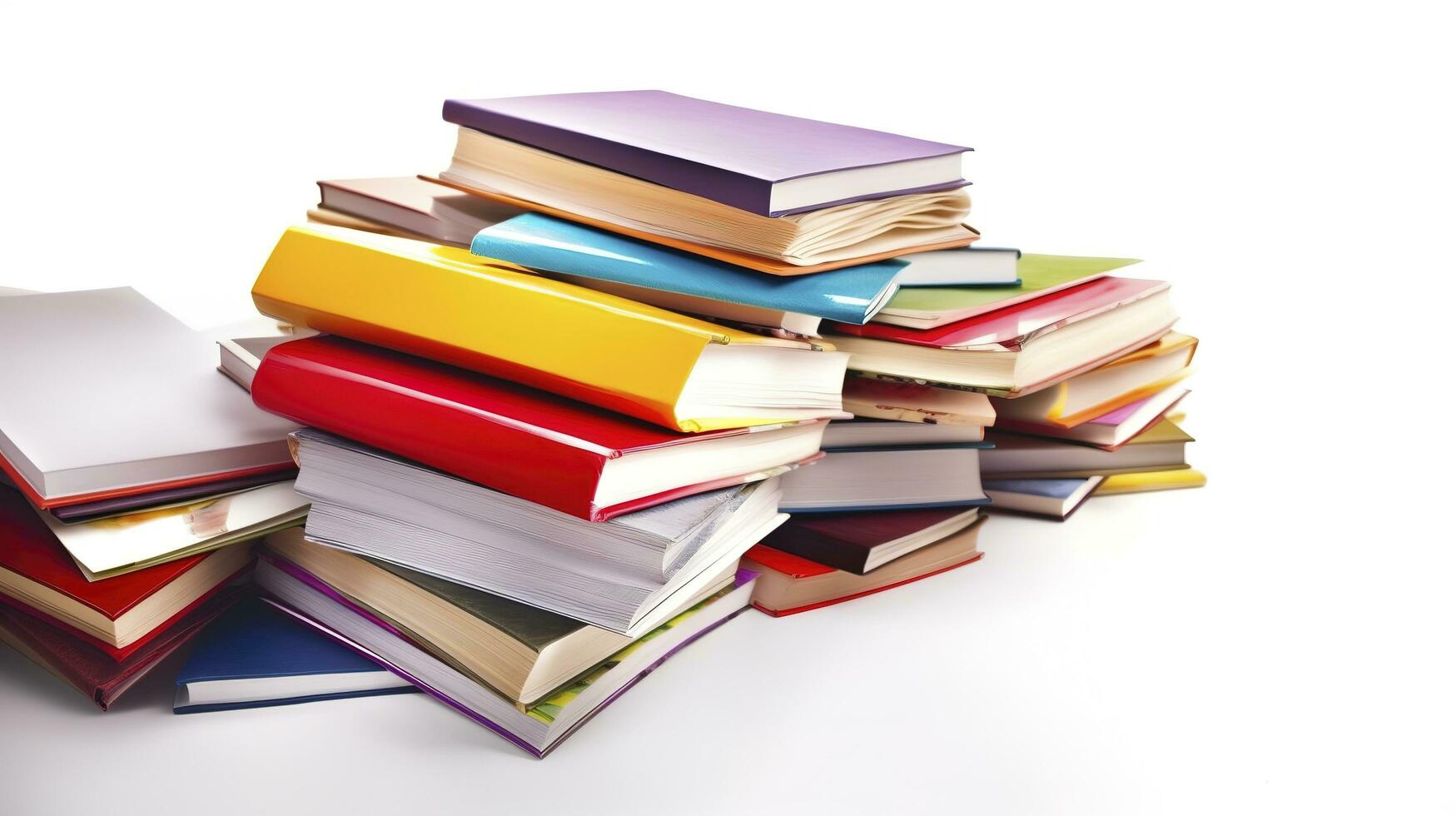 World Book Day, A lot of books isolated on white background, generate ai photo