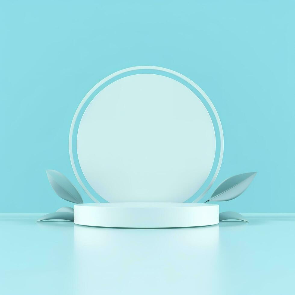 Minimal background. podium and blue background for product presentation. 3d rendering illustration. Luxury podium for product presentation 3d render, generate ai photo