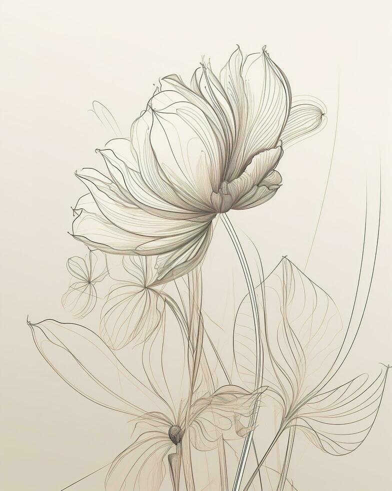 Lotus flower vector illustration with line art , generate ai photo