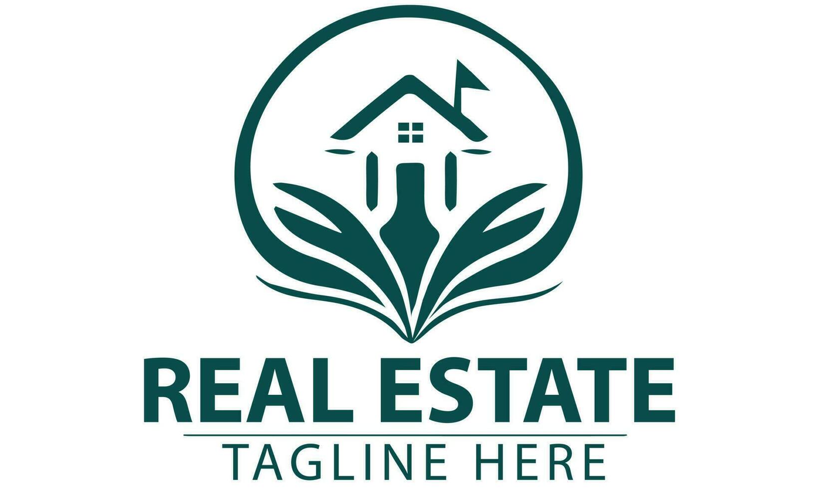 Organic real estate logo with a house and a house vector