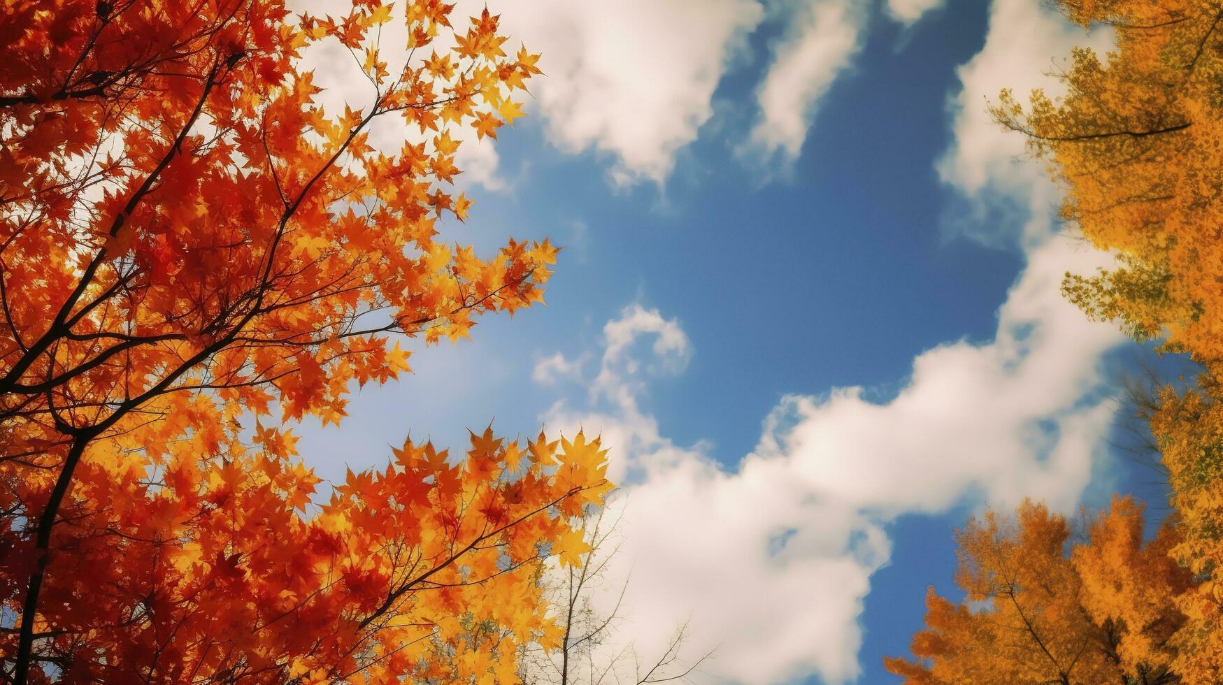 hermosa otoño paisaje con. vistoso follaje en el parque. que cae hojas natural fondo, generar ai foto