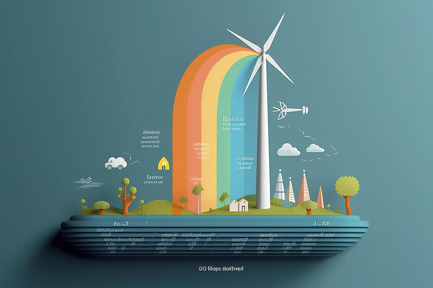 renovable energía por 2050 carbón neutral energía o invernadero gas emisión co2, reducir co2 emisión concepto, generativo ai foto