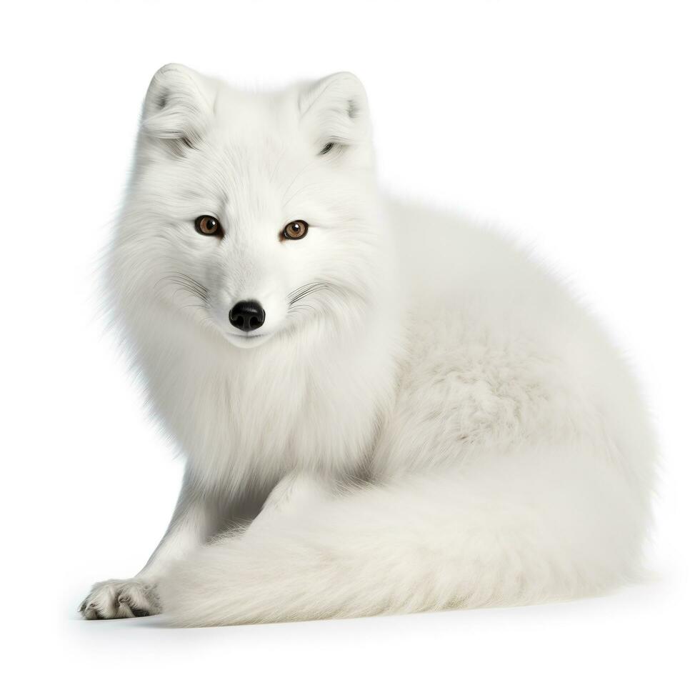 Arctic fox isolated on white background, generate ai photo