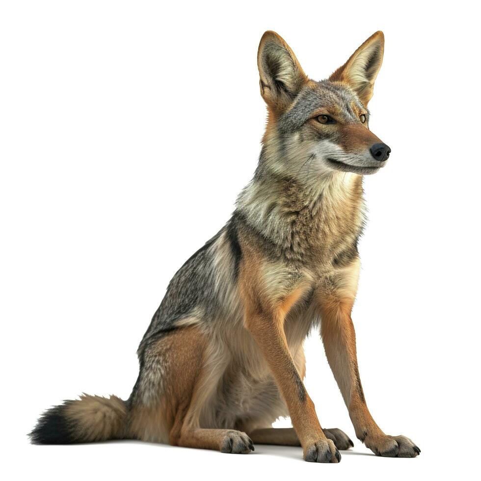 Jackal isolated on white background, generate ai photo
