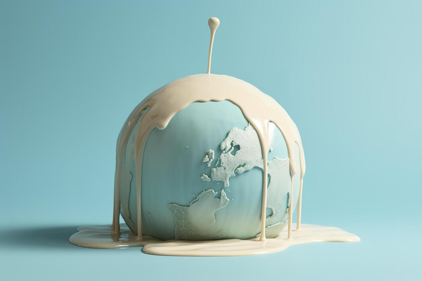 Earth melting by global warming or climate change problem, photo