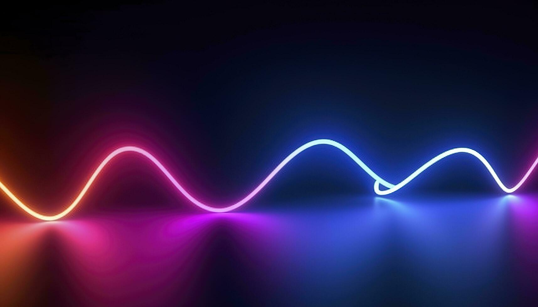 3d rendering, the abstract background of colorful neon wavy lines glowing in the dark. Modern simple wallpaper, generates ai photo