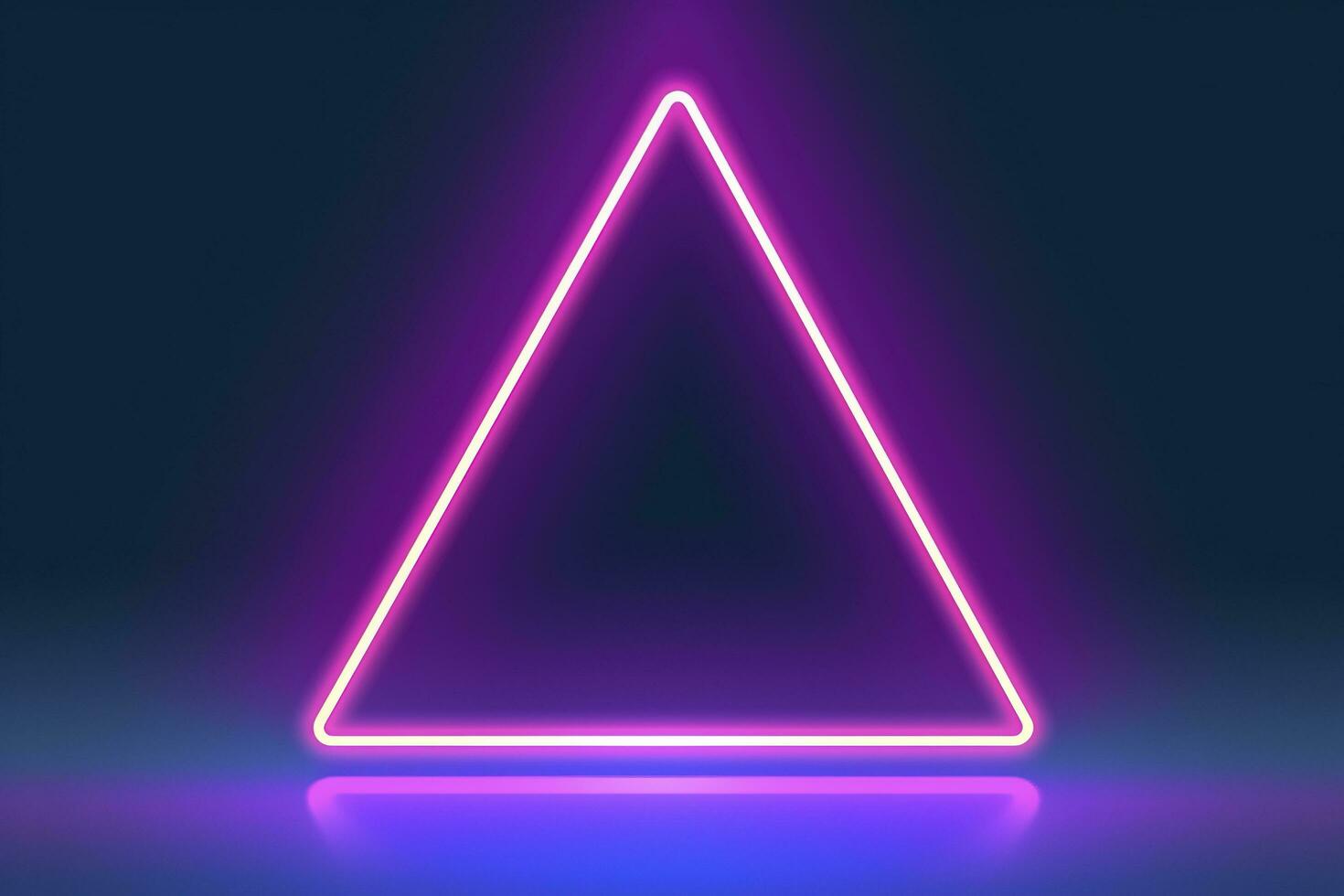 3d render, abstract fantasy background. Unique futuristic wallpaper with a triangular geometric shape glowing with pink red neon light, colorful, generate ai photo