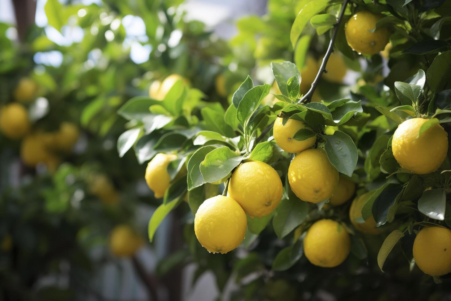 Lemon tree garden background created with technology photo