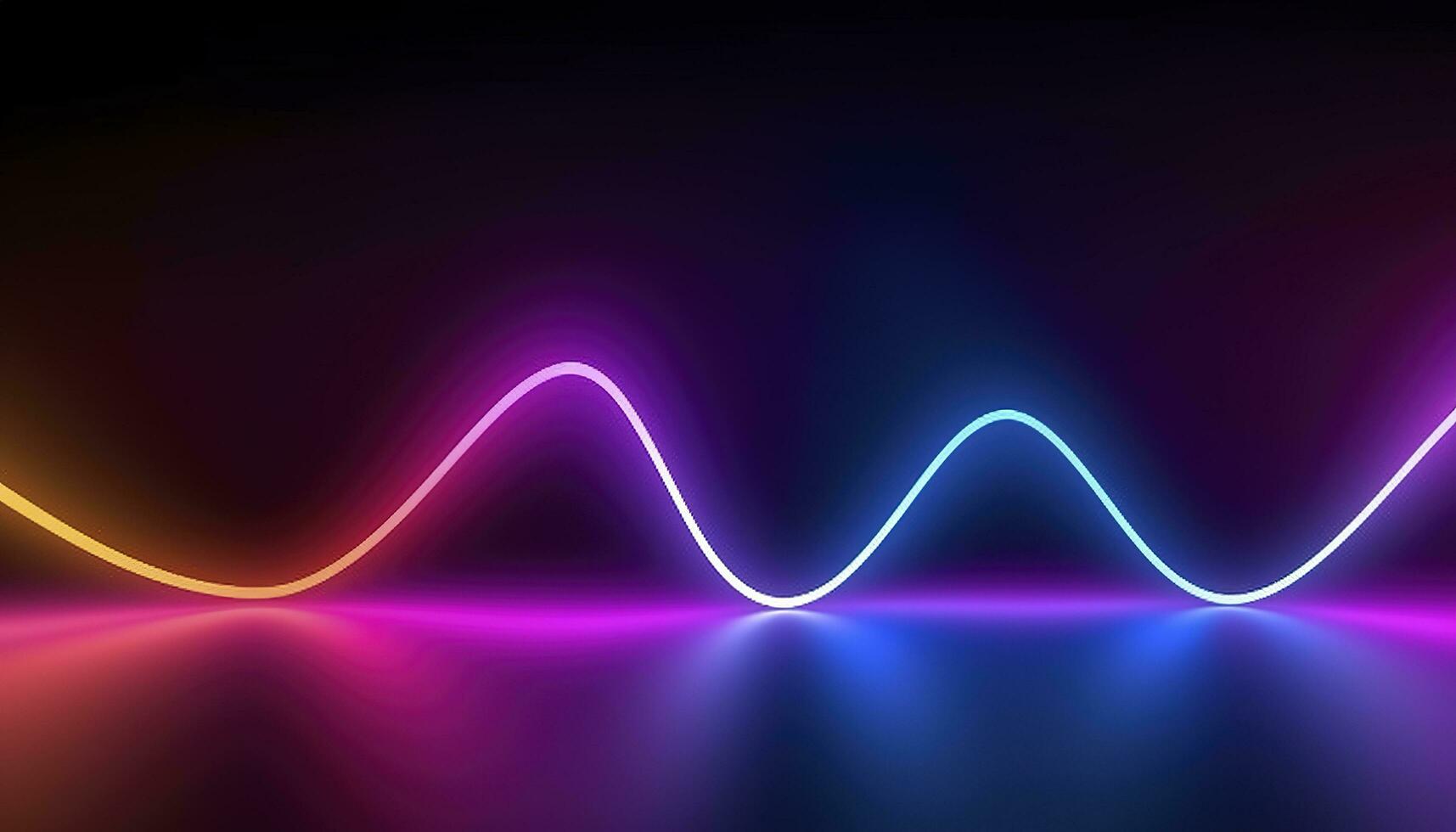 3d rendering, the abstract background of colorful neon wavy lines glowing in the dark. Modern simple wallpaper, generates ai photo