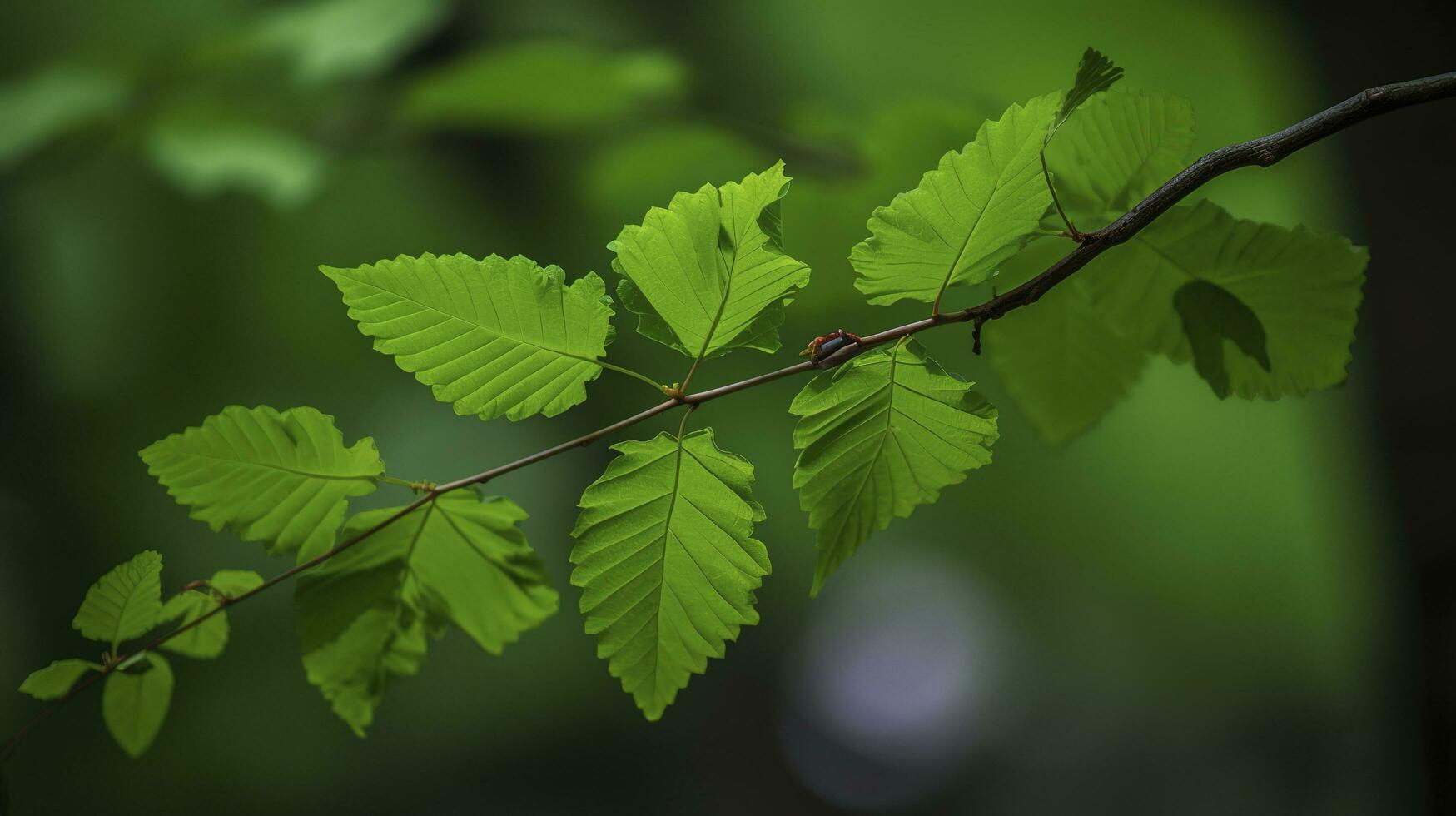 Earth Day and World Environment Day, Spring, Tropical tree leaves and branch with beautiful green forest background, generate ai photo