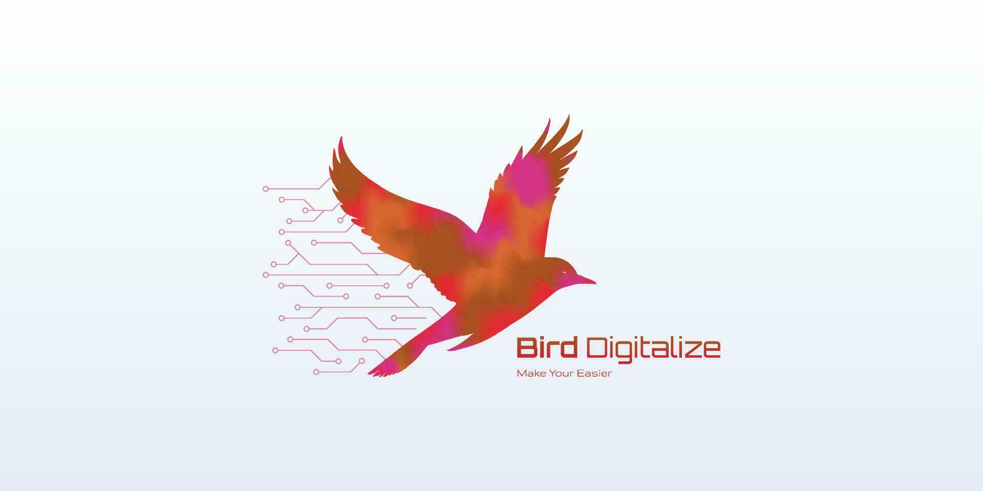 pájaro digitalizar concepto logo, tecnología logo, moderno logo, futuro logo vector