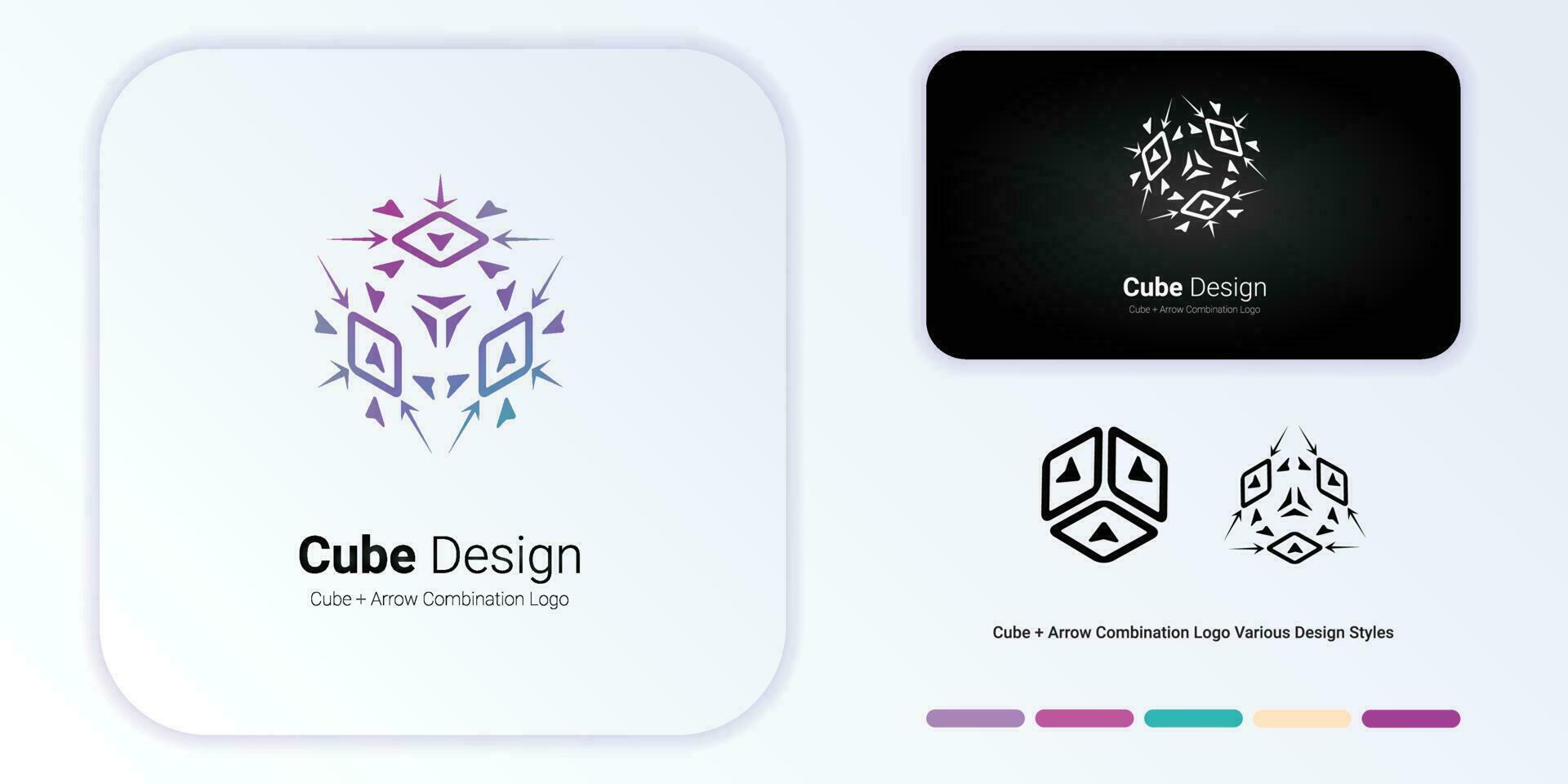 arrow cube logo design, a combination of arrow and cube vector