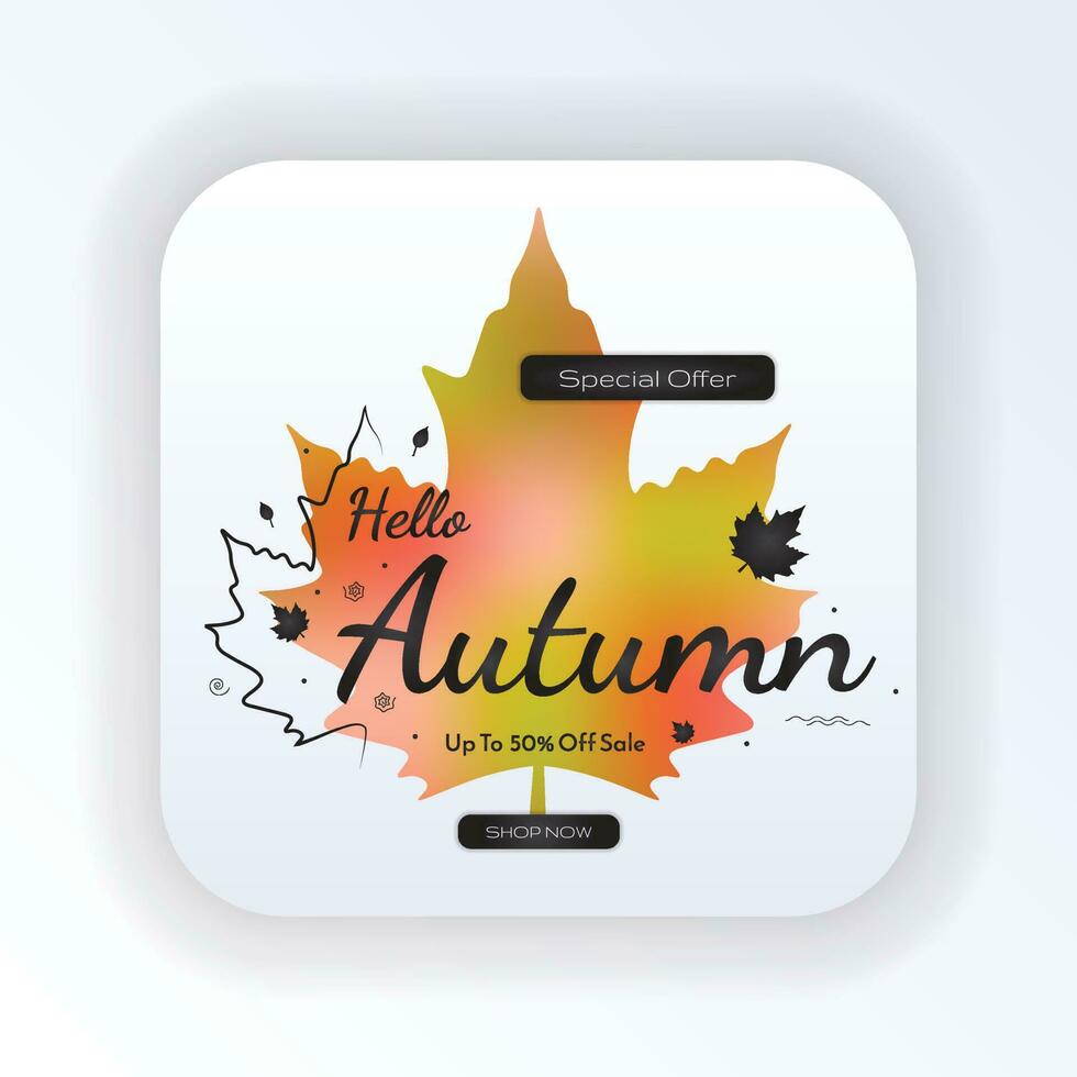 Autumn Sale button Vector illustration. simple autumn design, banner, poster, brochure, for social media