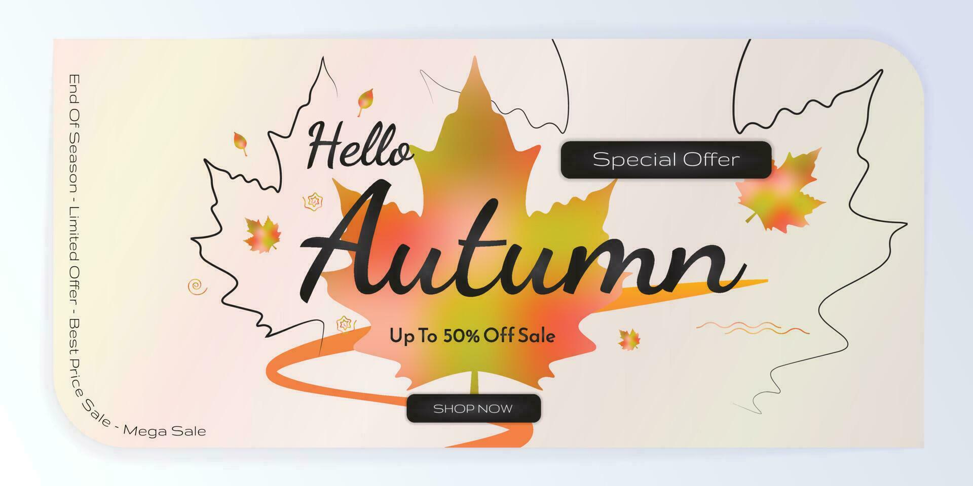 Autumn Sale banner background illustration. simple autumn design, banner, poster, brochure, for social media vector