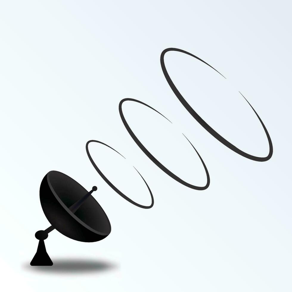 parabolic antenna silhouette. Abstract 3d satellite antenna. with signal imaging, radio telecommunications, astronomical telescopes, etc. vector