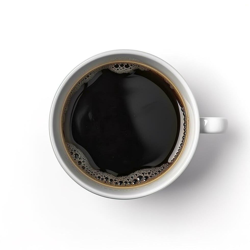 Black coffee in cup isolated on white background, generate ai photo