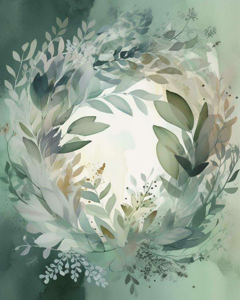 Flower wreath of flowers and leaves. Flat lay, top view mockup. Copy space , generate ai photo