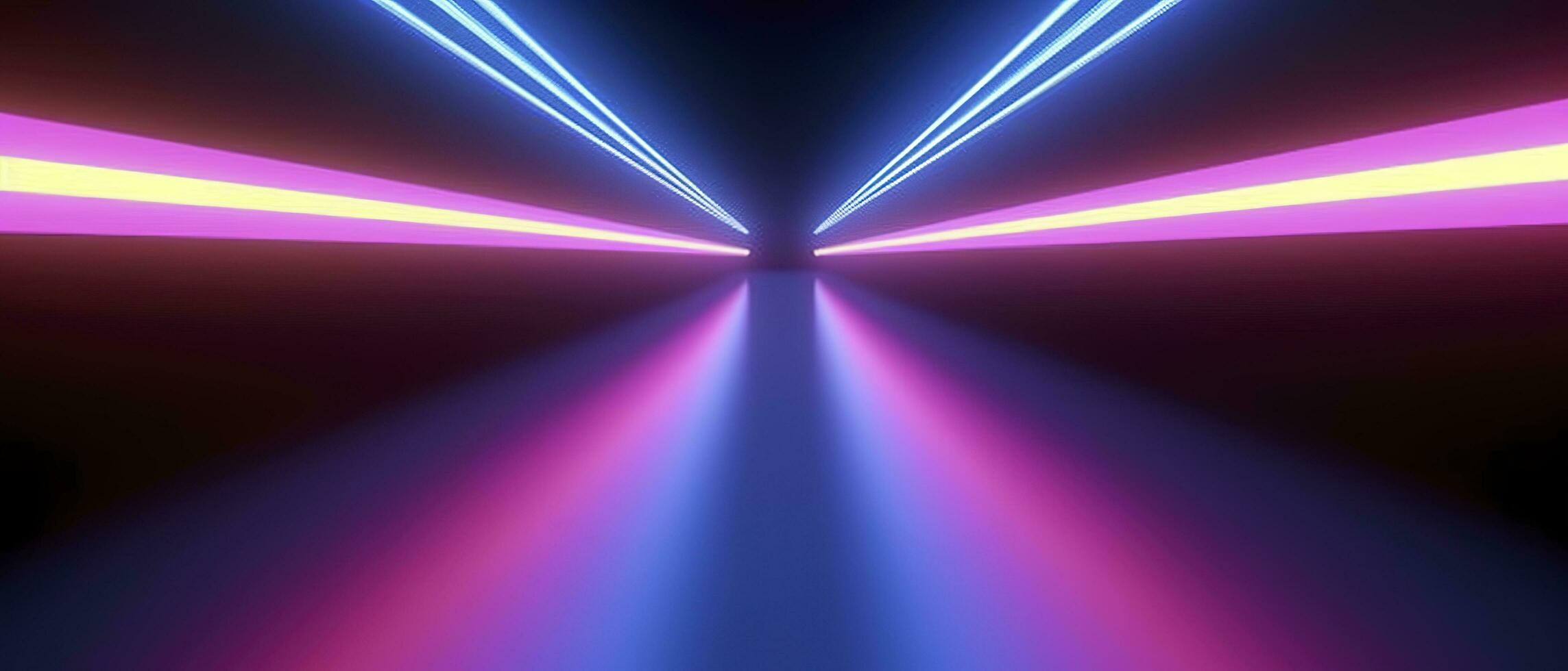 3d rendering, rounded pink blue neon lines, glowing in the dark. Abstract minimalist geometric background. Ultraviolet spectrum. Cyber space. Futuristic wallpaper, generate ai photo