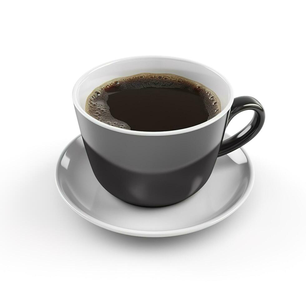 Black coffee in cup isolated on white background, generate ai photo