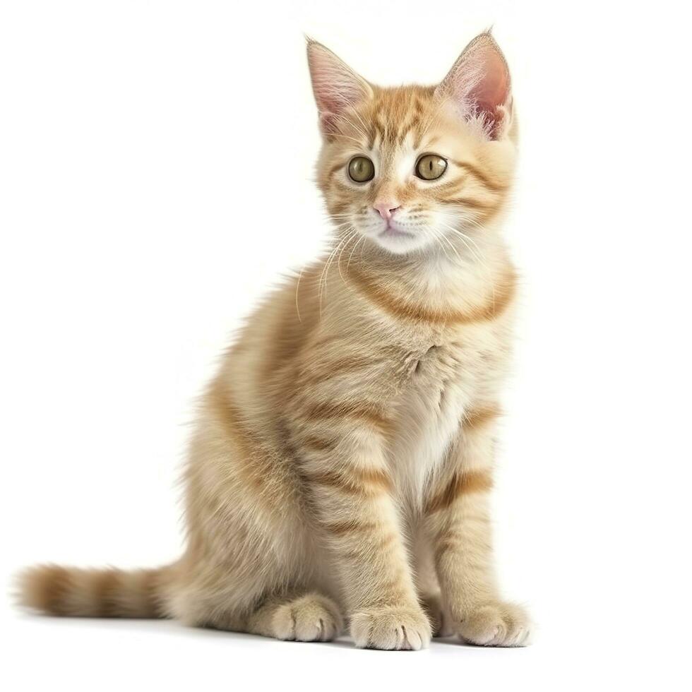 Red cat isolated on white background, generate ai photo