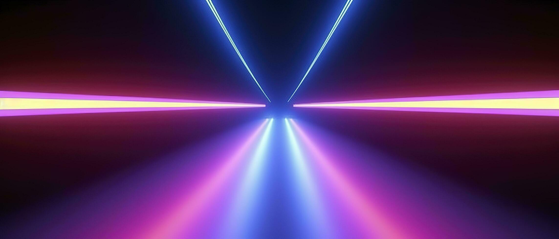 3d rendering, rounded pink blue neon lines, glowing in the dark. Abstract minimalist geometric background. Ultraviolet spectrum. Cyber space. Futuristic wallpaper, generate ai photo