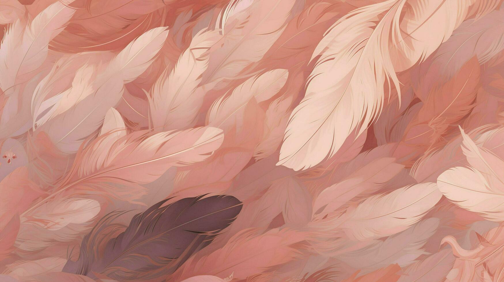 coloured feathers in pink on the background, in the style of subtle shading, anime aesthetic, wallpaper, pigeoncore, free brushwork, translucent color, generat ai photo