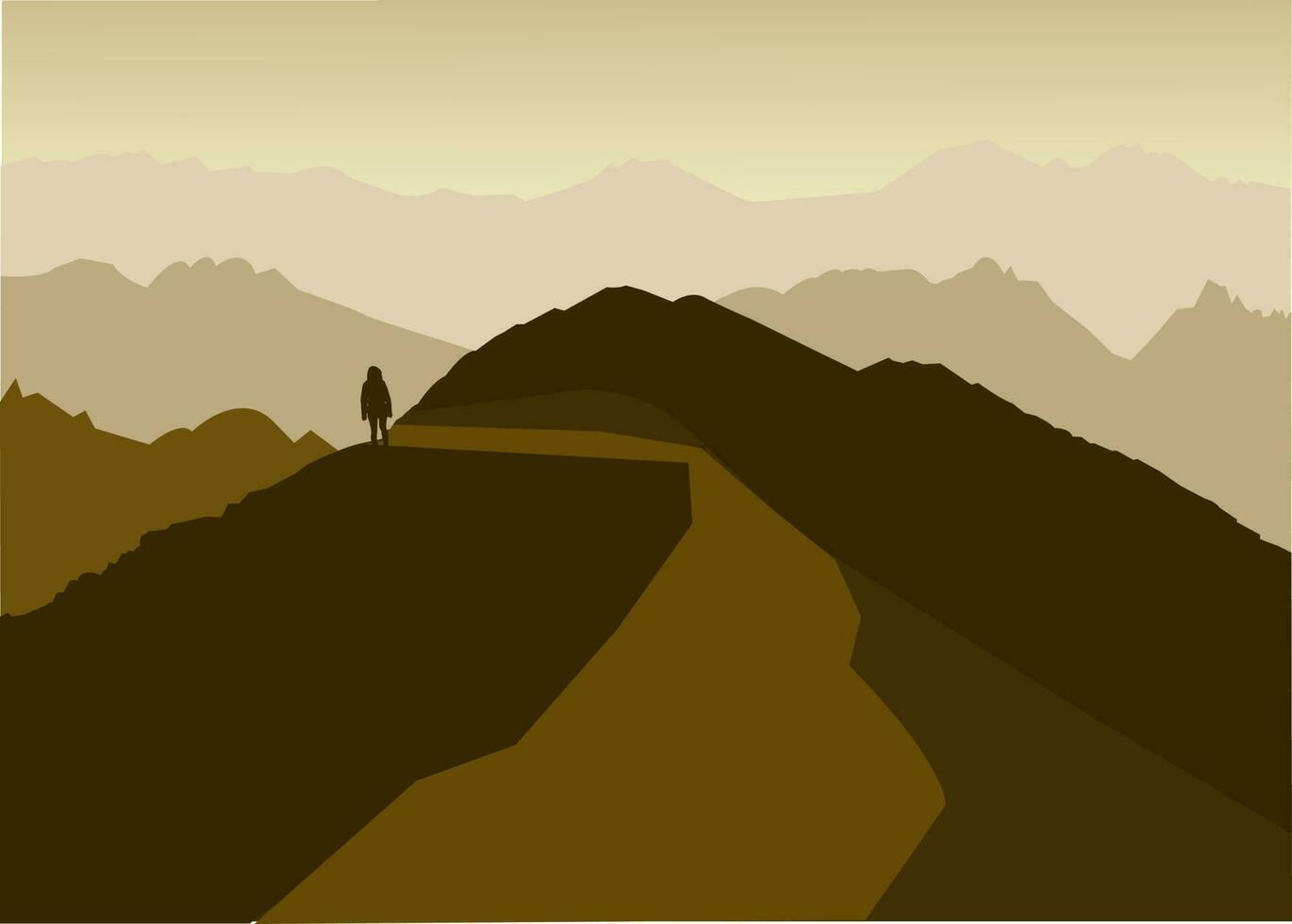 tourist on the background of mountains vector