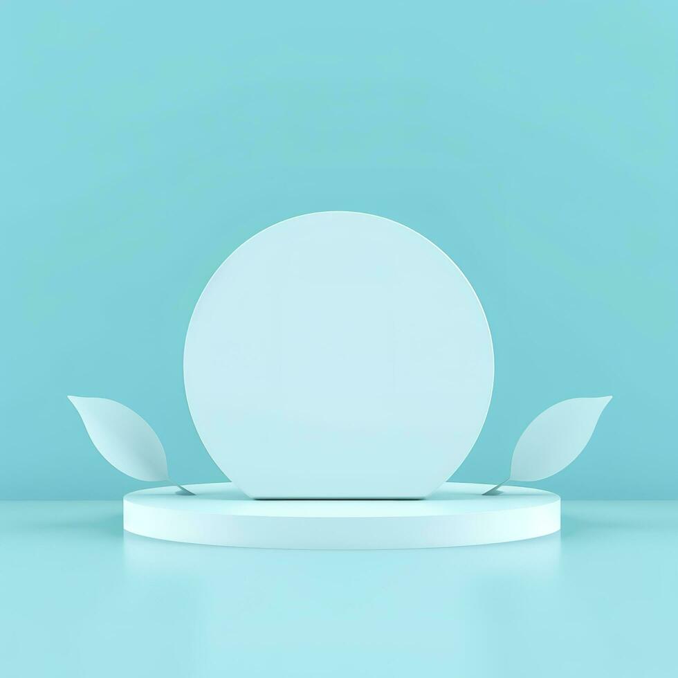 Minimal background. podium and blue background for product presentation. 3d rendering illustration. Luxury podium for product presentation 3d render, generate ai photo