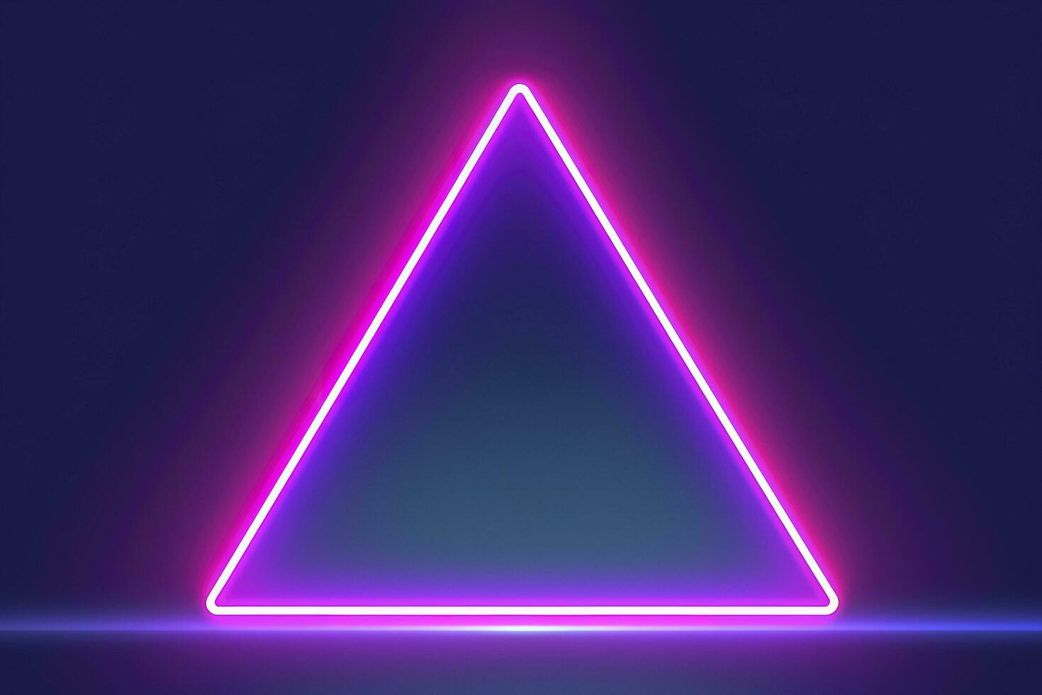 3d render, abstract fantasy background. Unique futuristic wallpaper with a triangular geometric shape glowing with pink red neon light, colorful, generate ai photo