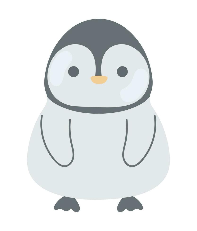 pingüino kawaii animal icono aislado vector