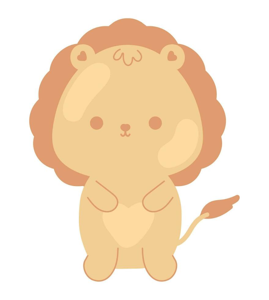 lion kawaii animal icon isolated vector