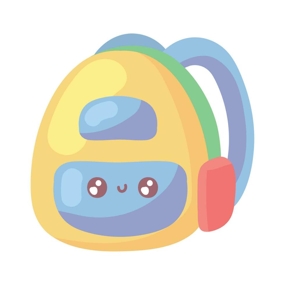 backpack school kawaii icon isolated vector