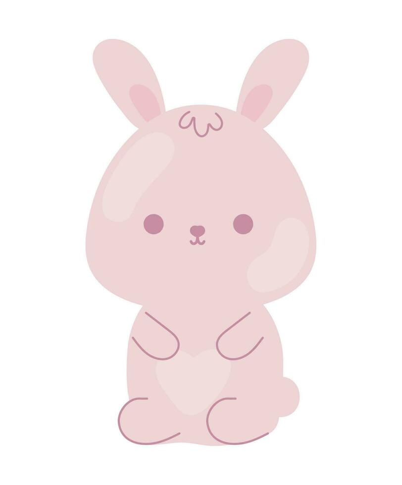 rabbit kawaii animal icon isolated vector